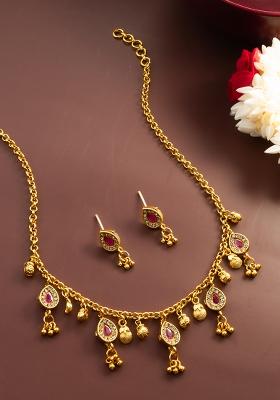 Pink Gold Artificial Stone Necklace