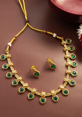 Green Gold Artificial Stone Necklace