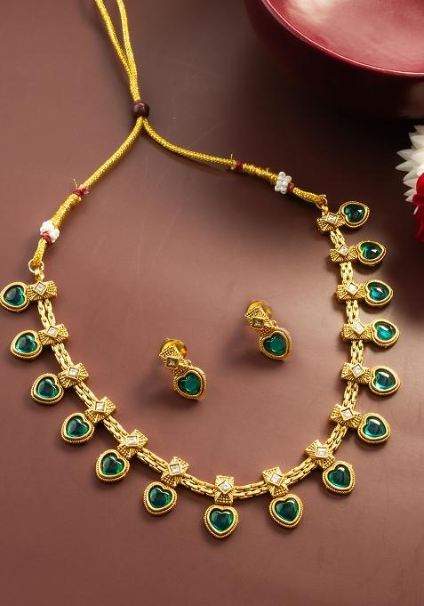 Green Gold Artificial Stone Necklace