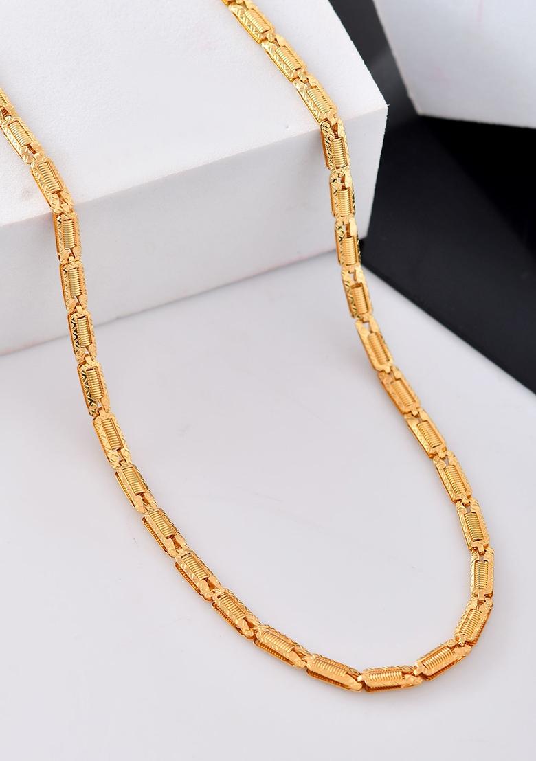 Men Gold Plated Textured Link Chain