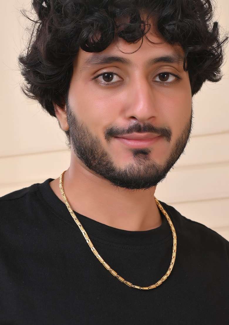 Men Gold Plated Textured Link Chain - Indya