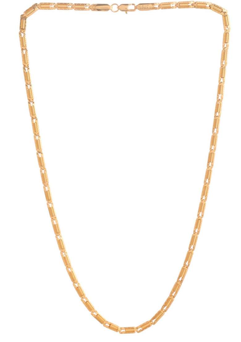 Men Gold Plated Textured Link Chain - Indya