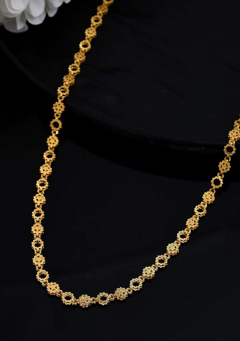 Gold Plated Geometric Shaped Stainless Steel Chain For Women - Indya