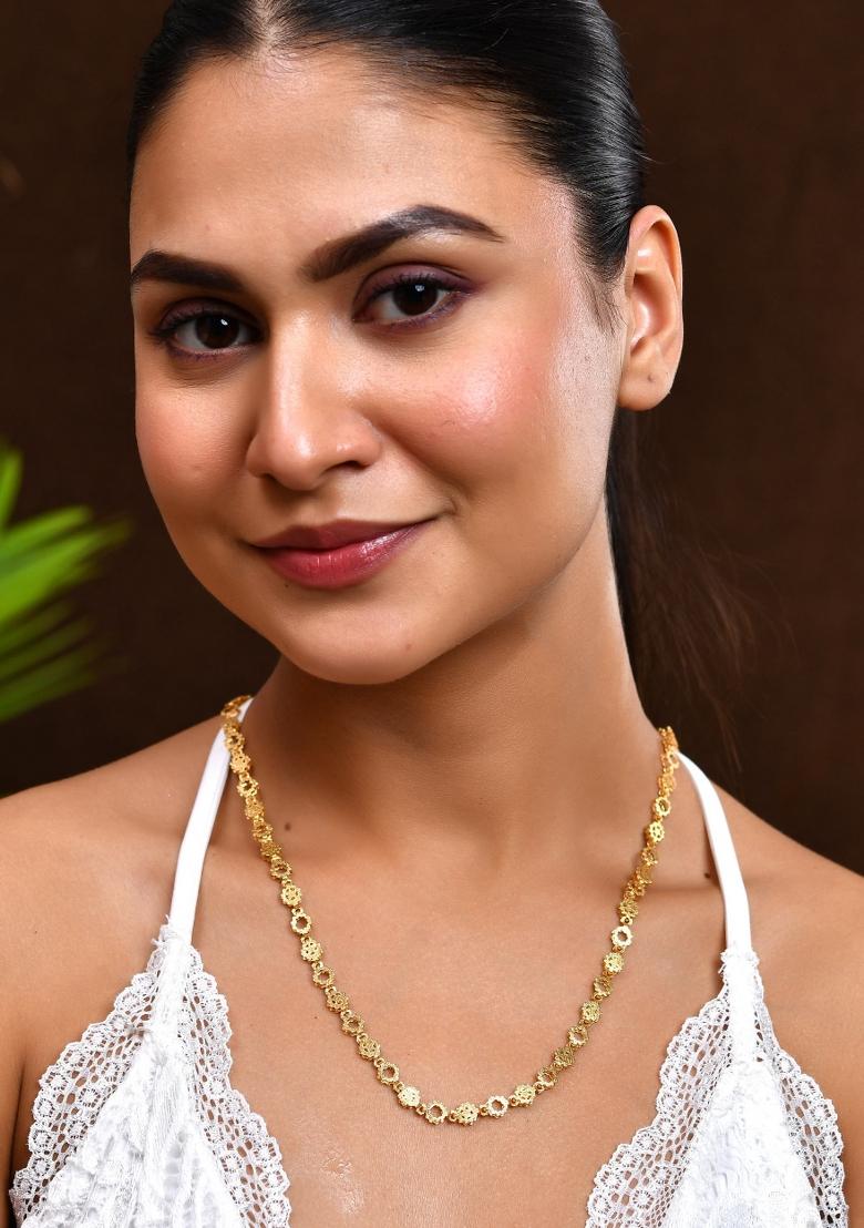 Gold Plated Geometric Shaped Stainless Steel Chain For Women