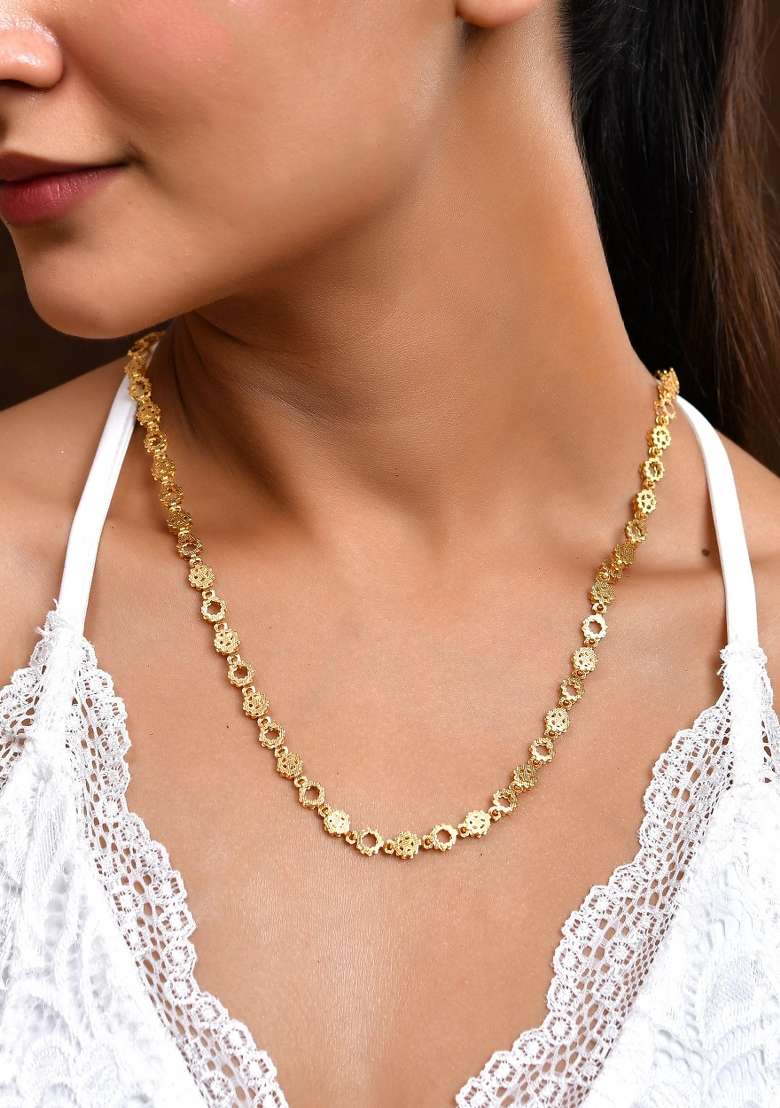 Gold Plated Geometric Shaped Stainless Steel Chain For Women - Indya
