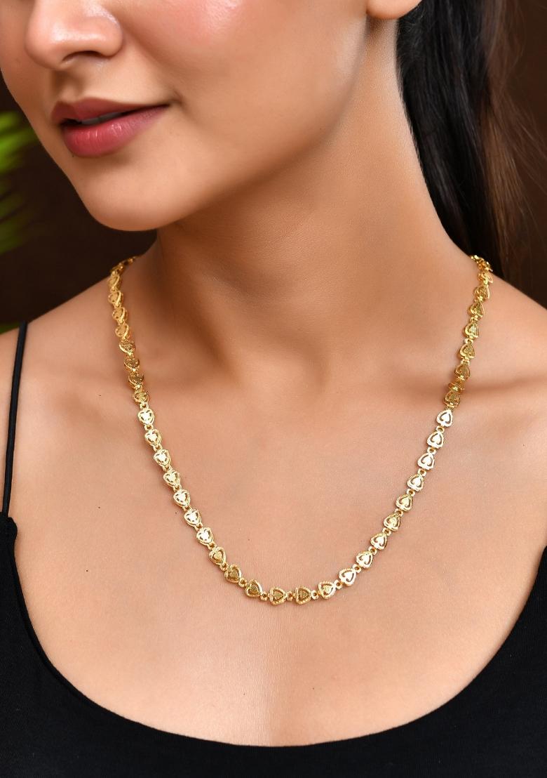 Gold Plated Heart Shaped Stainless Steel Chain For Women