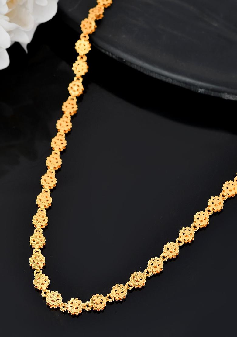 Women Gold Plated Geometric Shaped Stainless Steel Chain