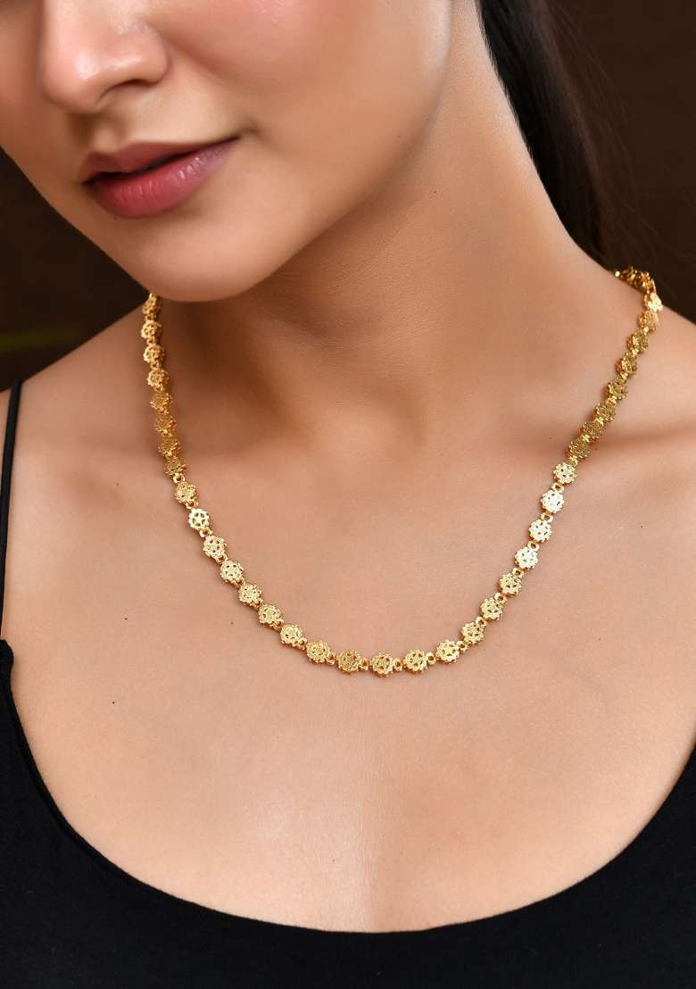 Women Gold Plated Geometric Shaped Stainless Steel Chain - Indya