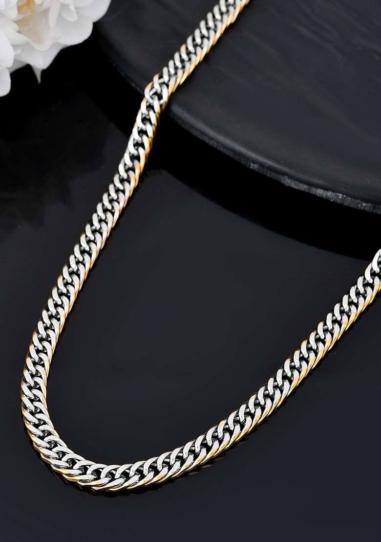 Men Dual Plated Stainless Steel Linked Fashionable Chain - Indya