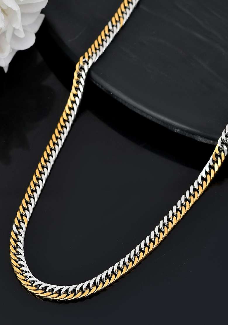 Men Dual Plated Stainless Steel Fashionable Chain - Indya