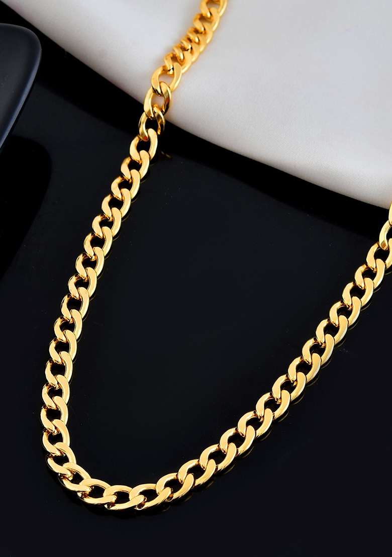 Gold Plated Stainless Steel Classic Linked Chain For Men - Indya