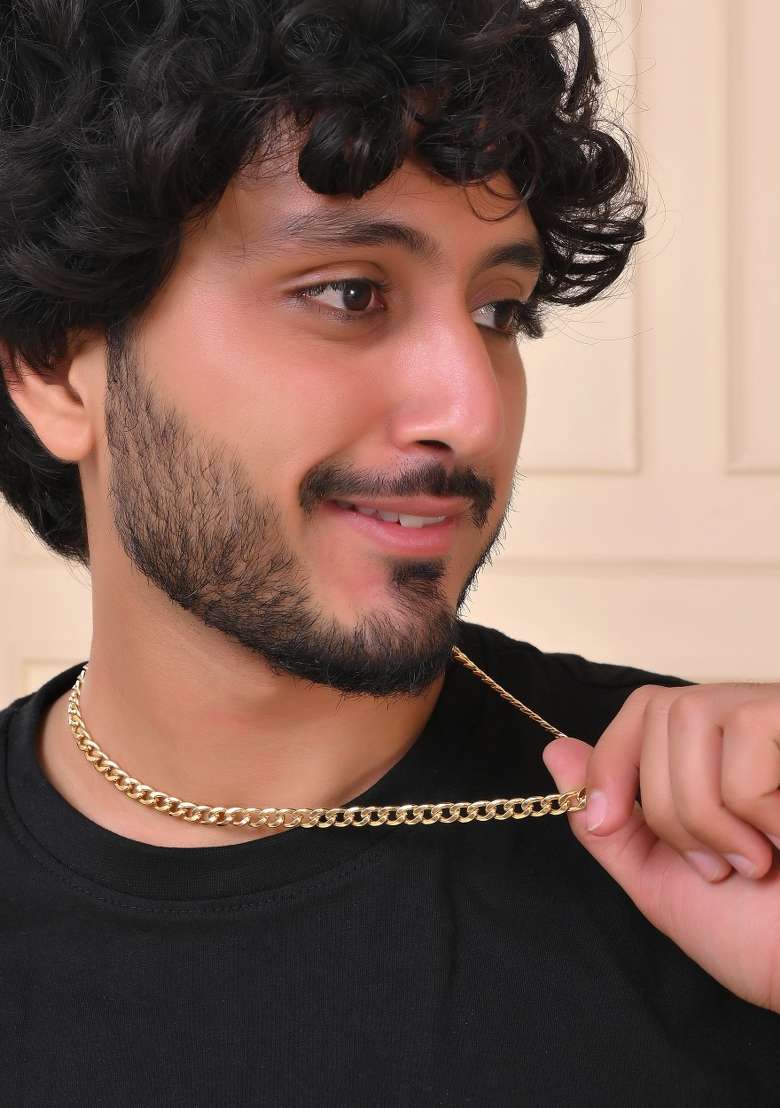 Gold Plated Stainless Steel Classic Linked Chain For Men - Indya