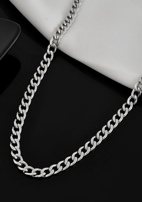 Silver Plated Stainless Steel Classic Linked Chain For Men