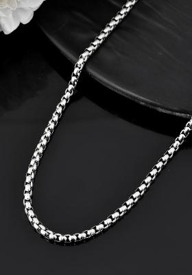 Men Stainless Steel Silver Plated Minimal Chain