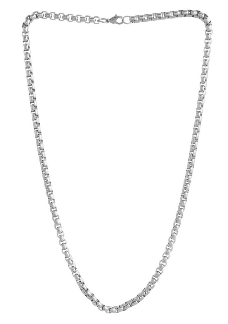 Men Stainless Steel Silver Plated Minimal Chain