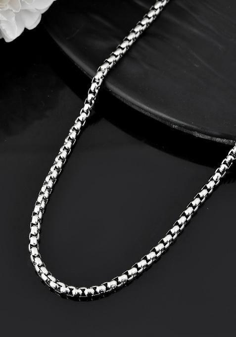 Men Stainless Steel Silver Plated Minimal Chain