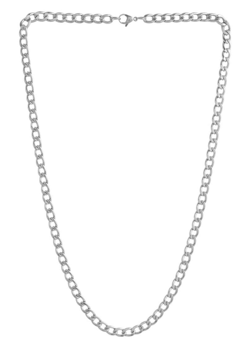 Silver Plated Stainless Steel Thick Linked Chain For Men - Indya