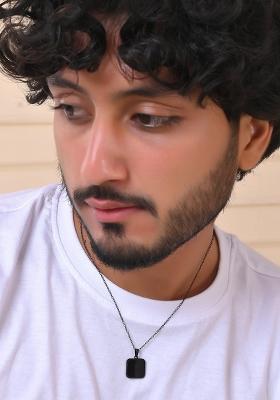 Menstainless Steel Chain With Square Shaped Pendant