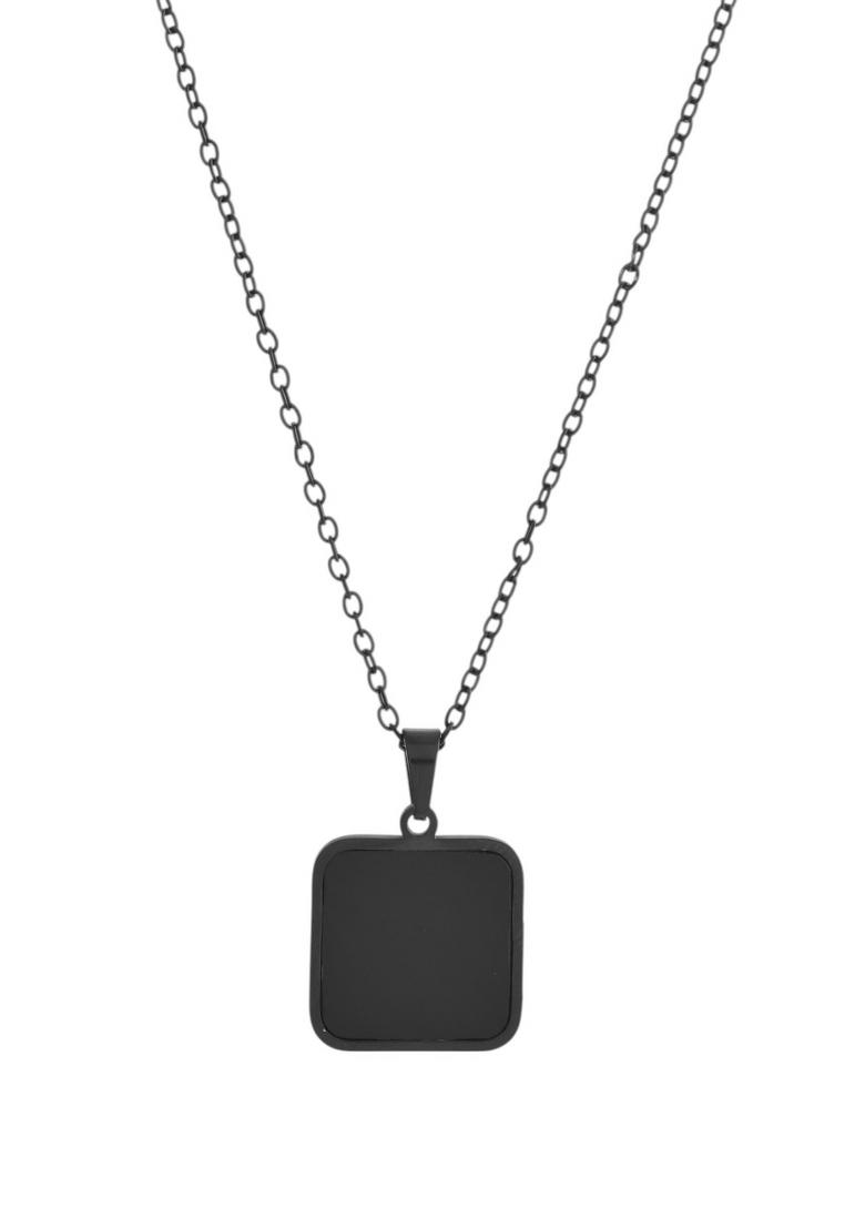 Menstainless Steel Chain With Square Shaped Pendant