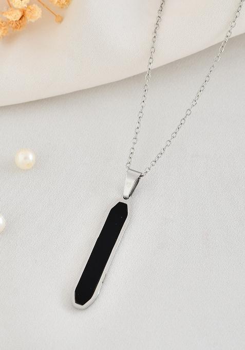 Menstainless Steel Silver Plated Chain With Geometrical Shaped Pendant