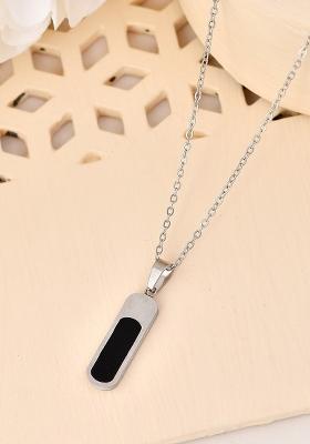 Men Silver Plated Minimal Chain With Slab Pendant
