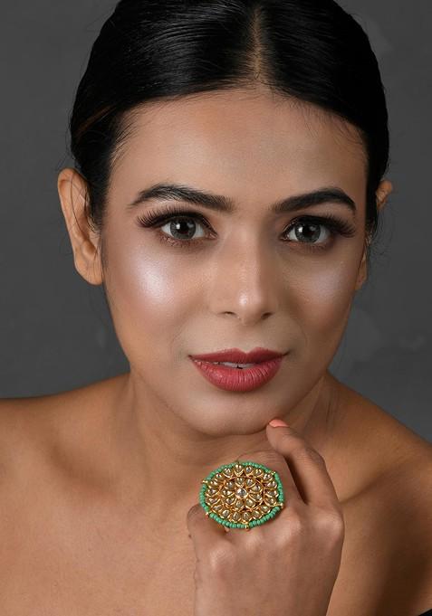 AI157 - Kundan Stone Beaded Ring main image 1