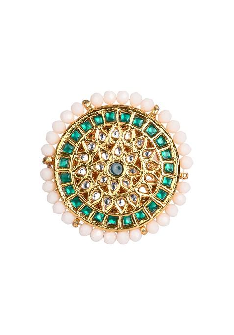 Gold Tone Kundan Adjustable Ring