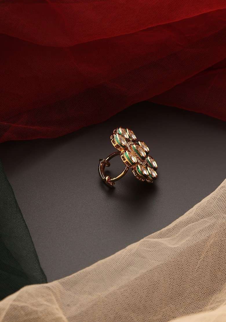Gold Tone Kundan Ring - Indya