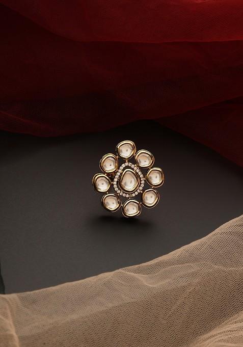 Gold Tone Kundan Ring