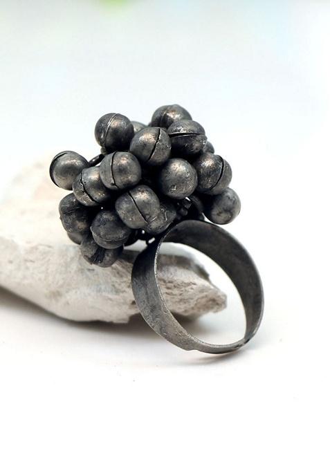 Silver Tone Oxidised Ring