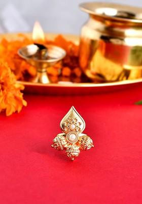 Gold Plated Pearl Enamelled Ring