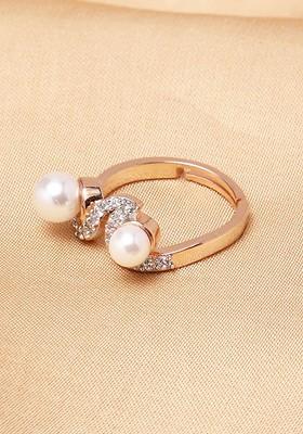 Rose Gold Plated Pearl Enamelled Ring