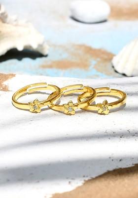 Gold Plated Cz Stone Studded Set of 3 Rings