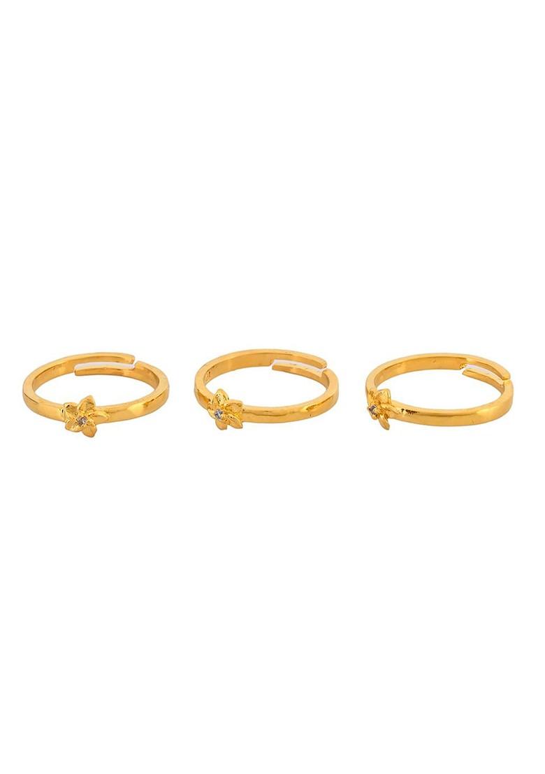 Gold Plated Cz Stone Studded Set of 3 Rings