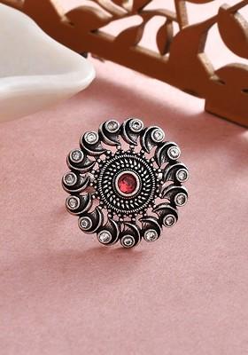 Silver Plated Stone Studded Ring