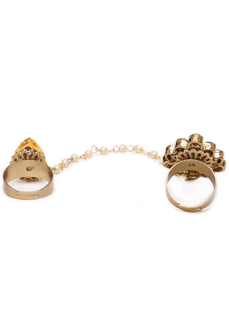 Green Dynamic Duo Two Finger Ring