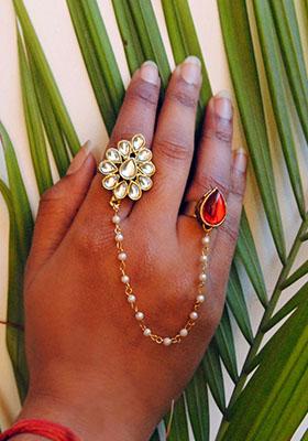 Red Dynamic Duo Two Finger Ring