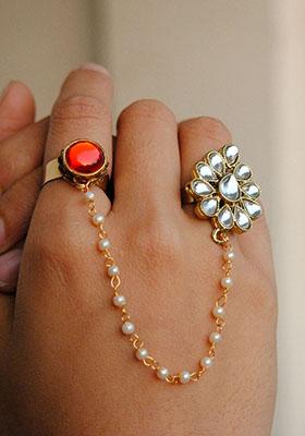 Red Dynamic Duo Two Finger Ring