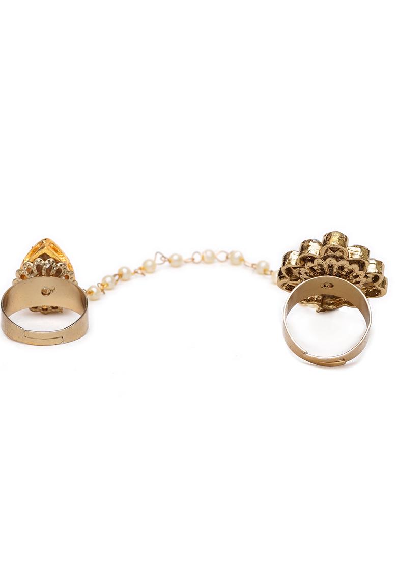 White Dynamic Duo Two Finger Ring