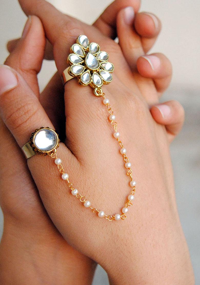 White Dynamic Duo Two Finger Ring