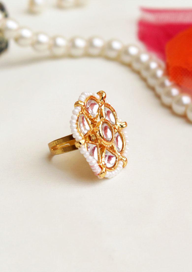 Gold Kundan Bloom Ring