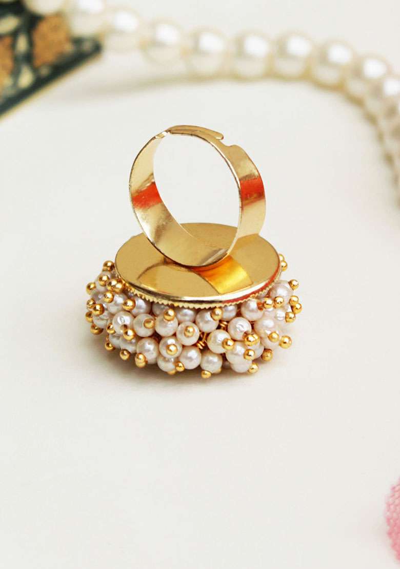 Gold Pearly Delight Ring - Indya