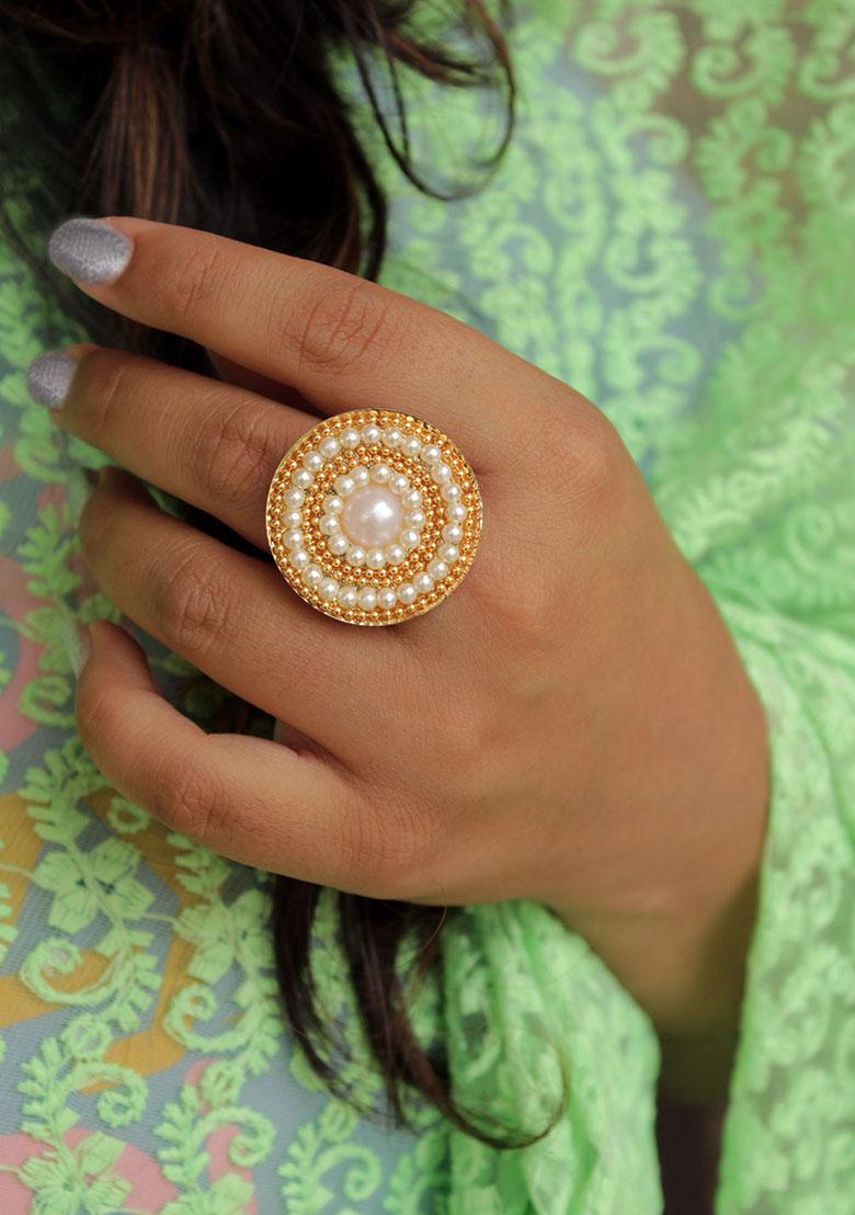 Gold Cluster Of Pearl Ring