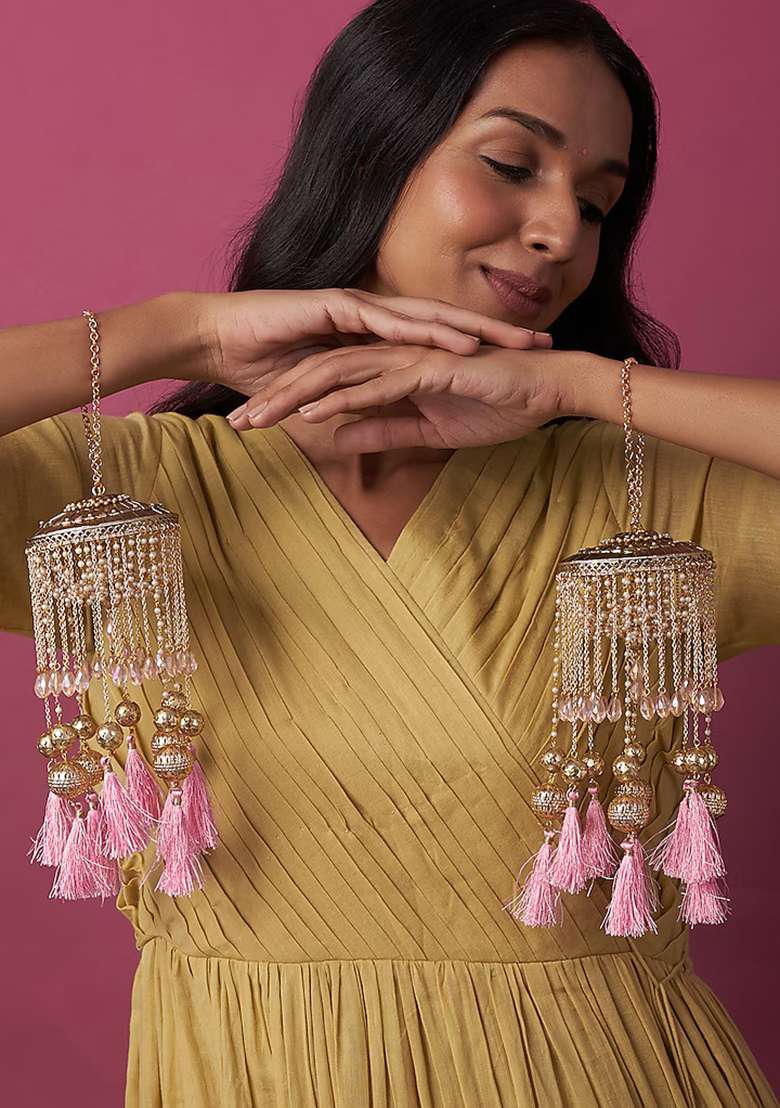 Pink Chandelier Kaleera With Tassels - Indya