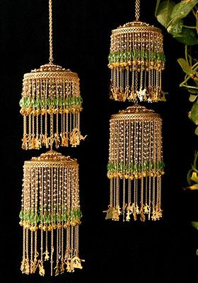 Green Double Layer Mint Stone Baraat Charms Kaleerea