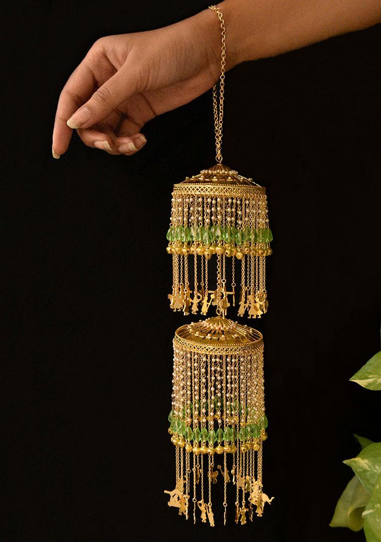 Green Double Layer Mint Stone Baraat Charms Kaleerea