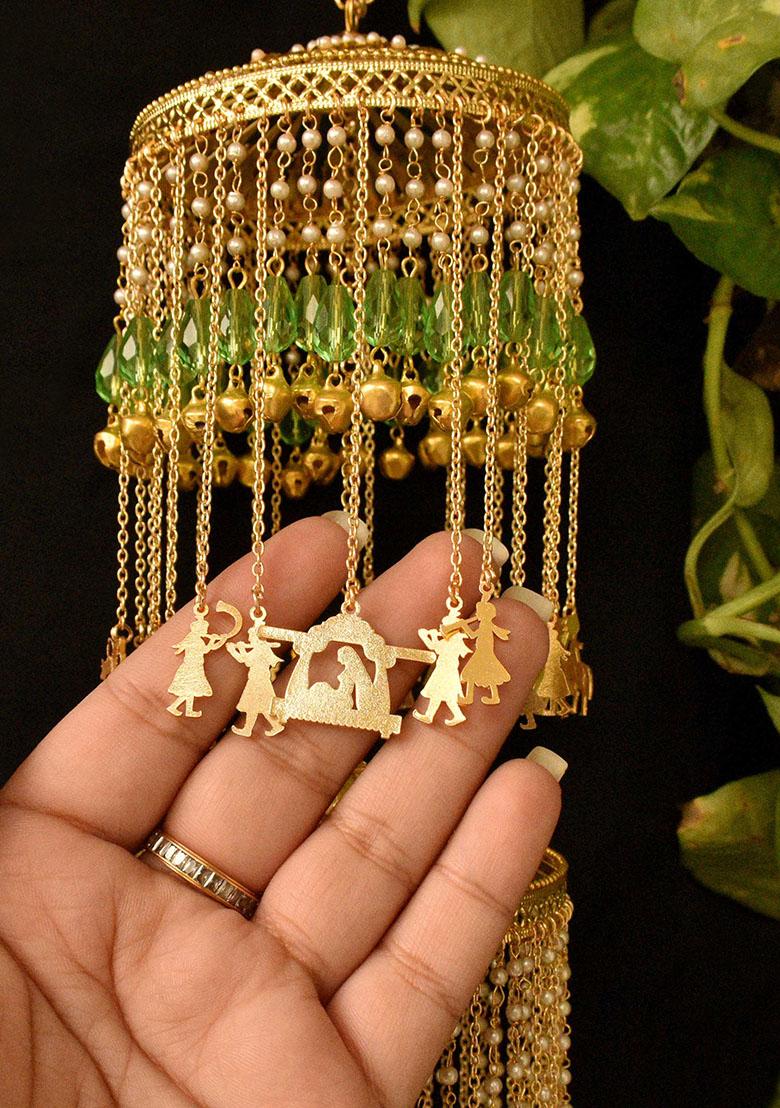 Green Double Layer Mint Stone Baraat Charms Kaleerea