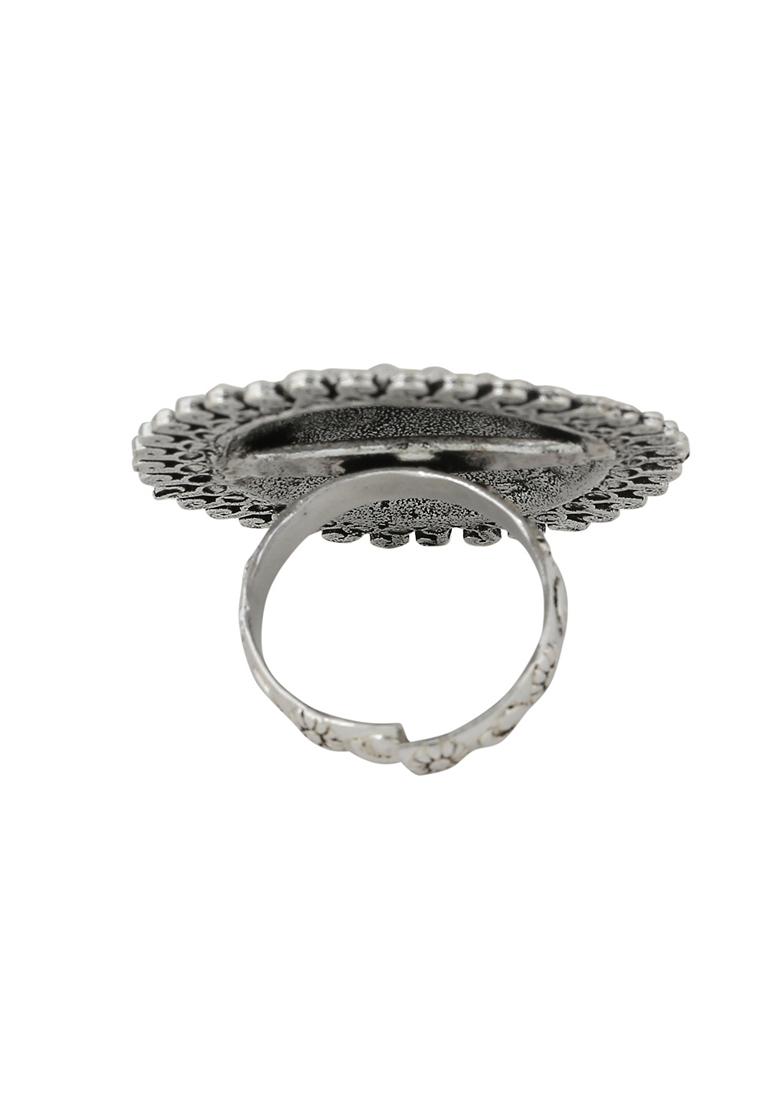 Black Oxidised Silver Plated Adjustable Finger Ring