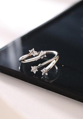 Silver Stylish Latest Plated Ring With Ad Stones