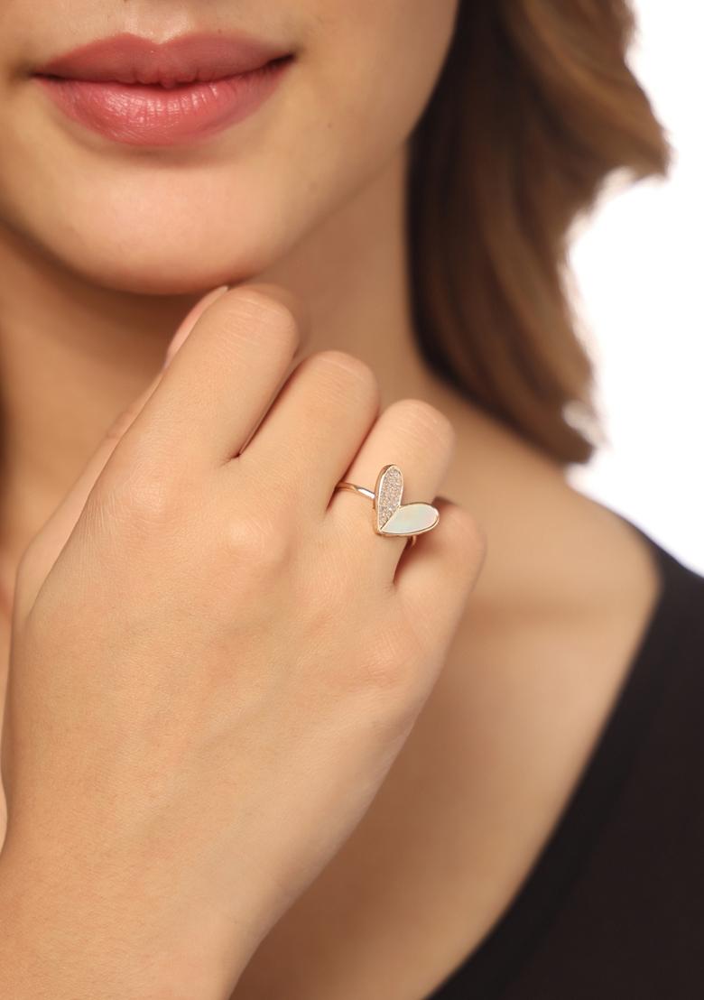 Gold Gold Plated Stylish Ring With Ad Stones